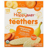 Happy Family Organics, Organic Teethers, Gentle Teething Wafers, Sitting Baby, Sweet Potato & Banana, 12 Packs, 0.14 oz (4 g) Each - Supply Center USA