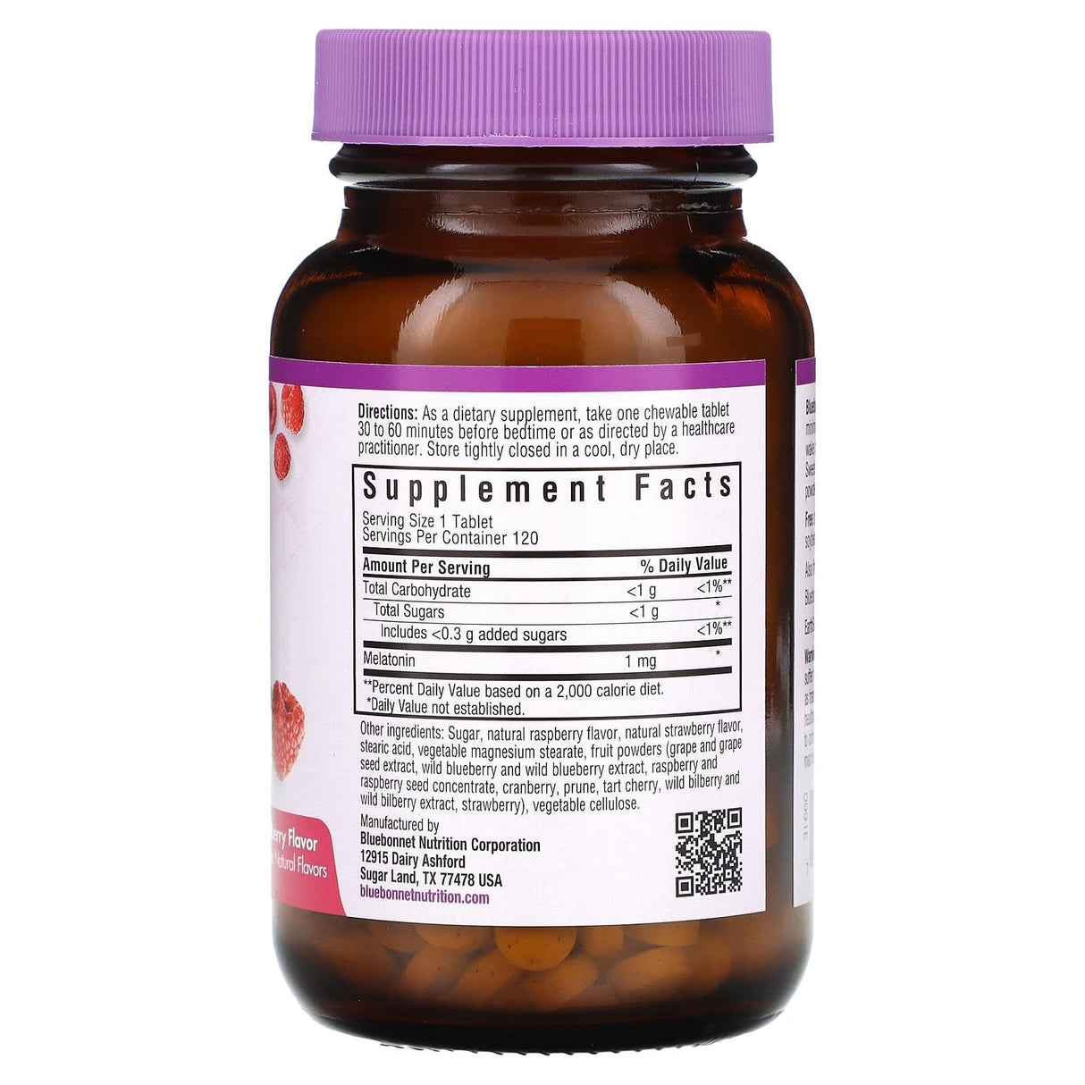 Bluebonnet Nutrition, Earth Sweet Chewables, Melatonin, Raspberry, 1 mg, 120 Chewable Tablets - Supply Center USA