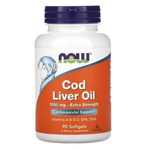 Now Foods, Cod Liver Oil, Extra Strength, 1,000 mg, 90 Softgels - Supply Center USA