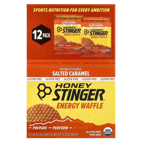 HoneyStinger, Energy Waffle, Salted Caramel, 12 Waffles, 1.06 oz (30 g) Each - Supply Center USA