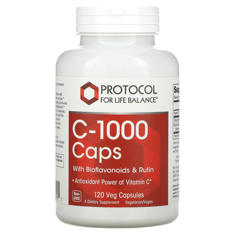 Protocol for Life Balance, C-1000 Caps with Bioflavonoids & Rutin, 120 Veg Capsules - Supply Center USA