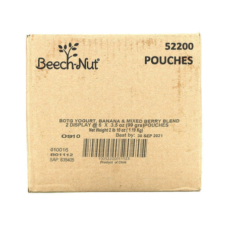 Beech-Nut, Breakfast, 12+ Months, Yogurt, Banana & Mixed Berry, 12 Pouches, 3.5 oz (99 g) Each - Supply Center USA