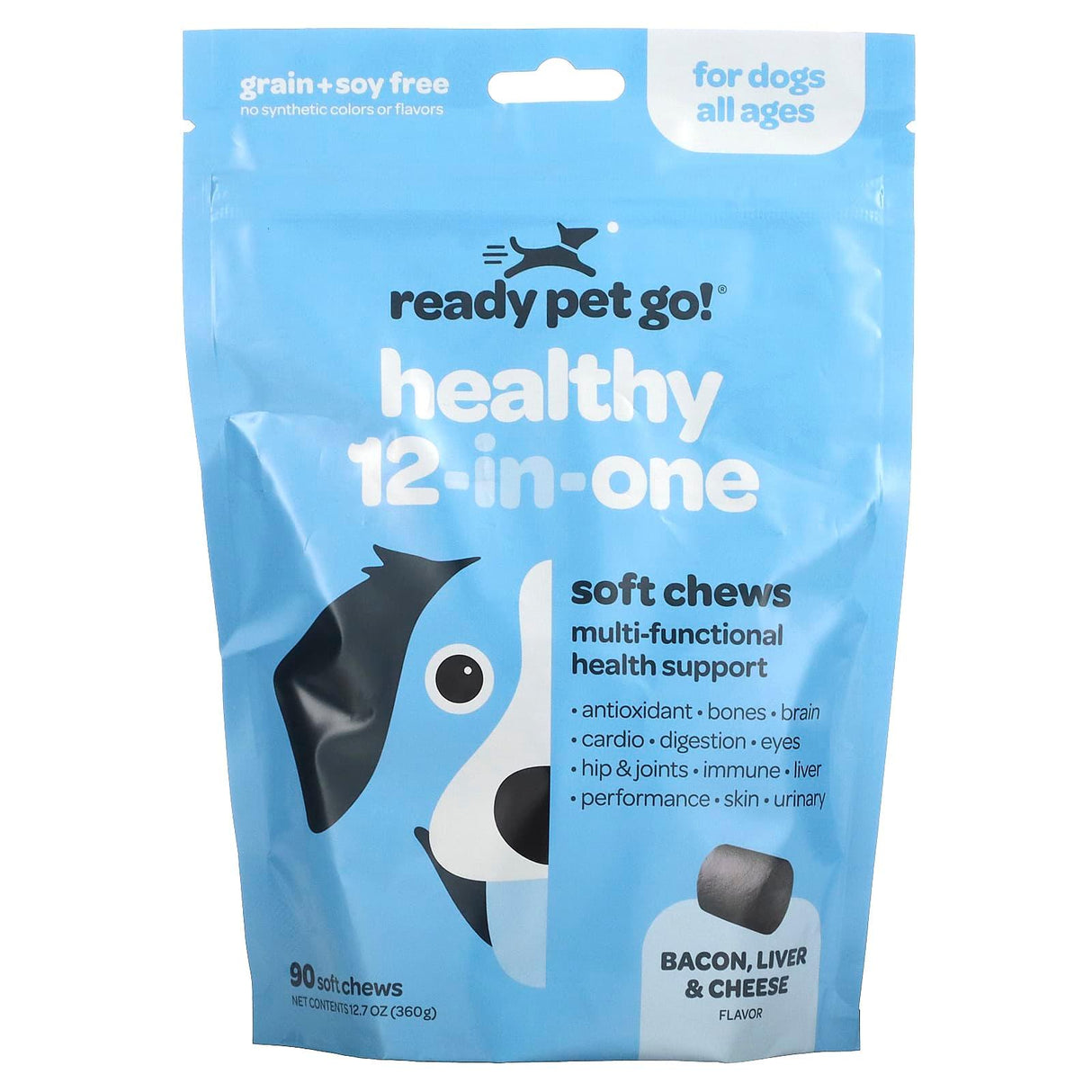 Ready Pet Go, Healthy 12-In-One, For Dogs, All Ages, Bacon, Liver & Cheese, 90 Soft Chews, 12.7 oz (360 g) - Supply Center USA