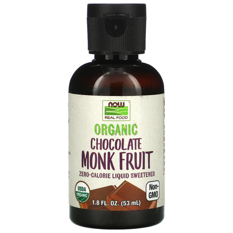 NOW Foods, Real Food, Organic Monk Fruit, Zero-Calorie Liquid Sweetener, Chocolate, 1.8 fl oz (53 ml) - Supply Center USA