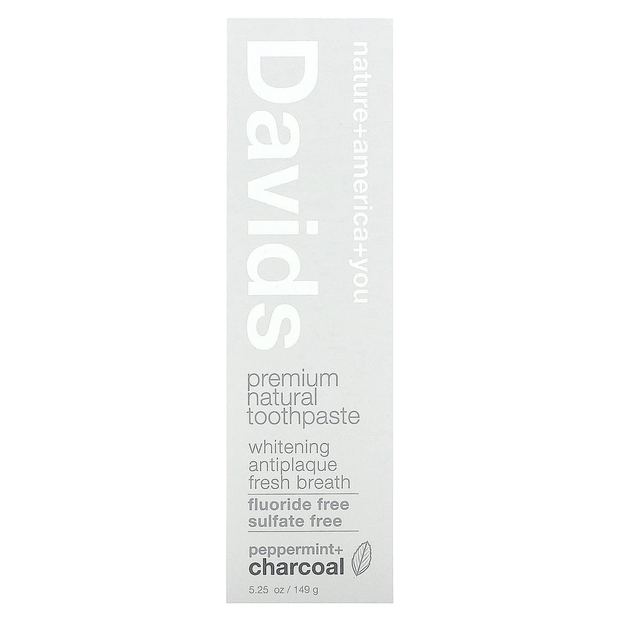 Davids Natural Toothpaste, Premium Natural Toothpaste, Peppermint + Charcoal, 5.25 oz (149 g) - Supply Center USA