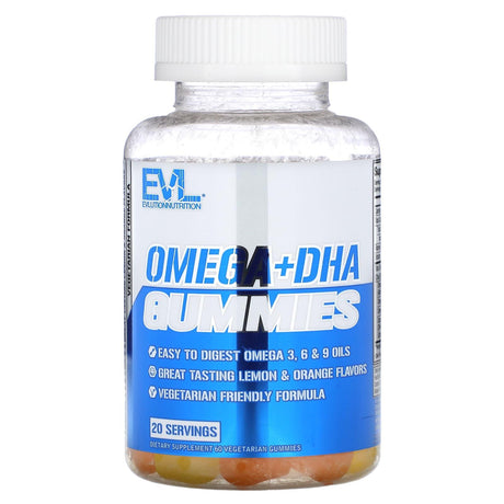 EVLution Nutrition, Omega+ DHA Gummies , 60 Vegetarian Gummies - Supply Center USA