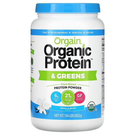 Orgain, Organic Protein + Greens, Plant Based Protein Powder, Creamy Chocolate Fudge, 1.94 lbs (882 g) - Supply Center USA