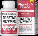 Digestive Enzymes by Physician'S Choice - Multi Enzymes, Organic Prebiotics & Probiotics for Digestive Health & Gut Health - for Meal Time Discomfort Relief & Bloating - Dual Action Approach - Supply Center USA