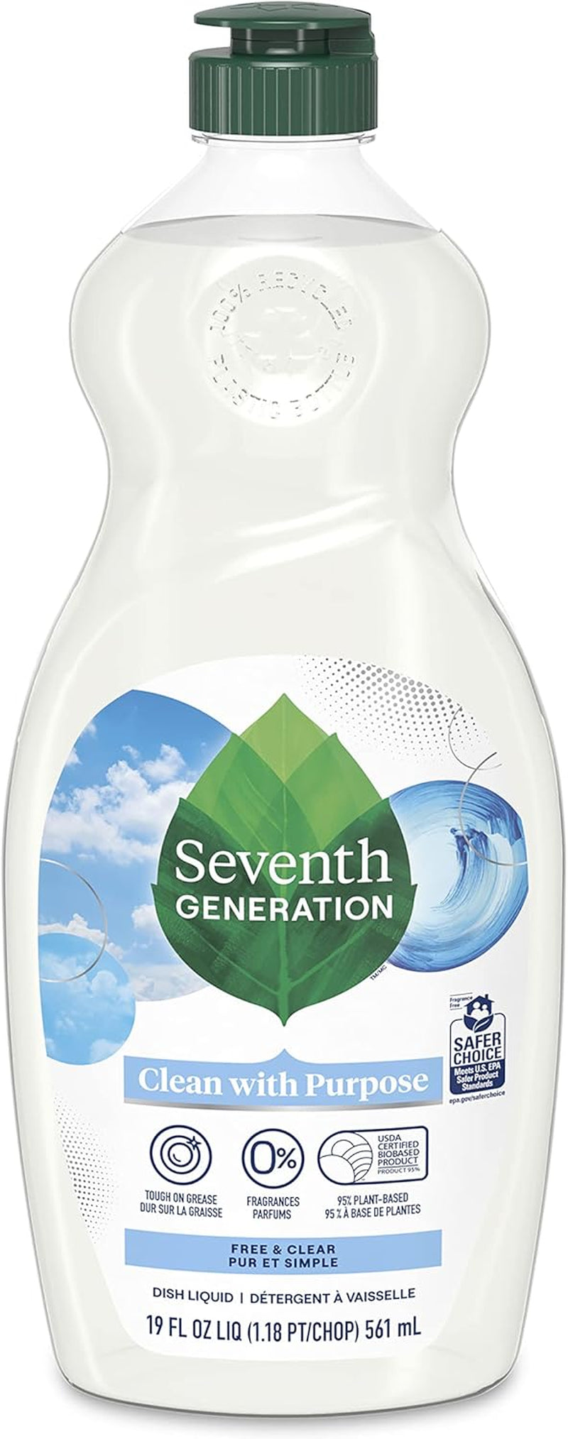 Seventh Generation Dish Liquid Soap Free & Clear Liquid Soap Pack of 6 Dishwashing Soap Dish Soap for Sensitive Skin 19 Oz