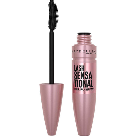 Maybelline Lash Sensational Washable Mascara, Lengthening and Volumizing for a Full Fan Effect, Blackest Black, 1 Count - Supply Center USA