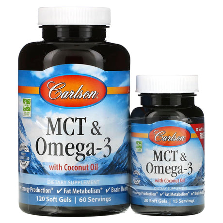 Carlson, MCT & Omega-3, 120 + 30 Free Soft Gels - Supply Center USA