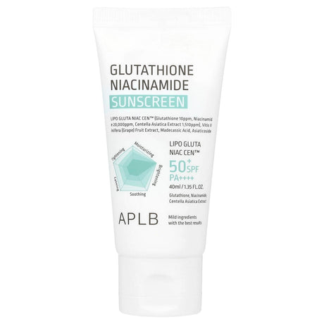 APLB, Glutathione Niacinamide Sunscreen, SPF 50+ PA ++++, 1.35 fl oz (40 ml) - Supply Center USA