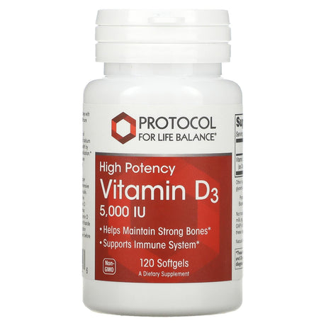 Protocol for Life Balance, Vitamin D3, High Potency, 2,000 IU, 120 Softgels - Supply Center USA