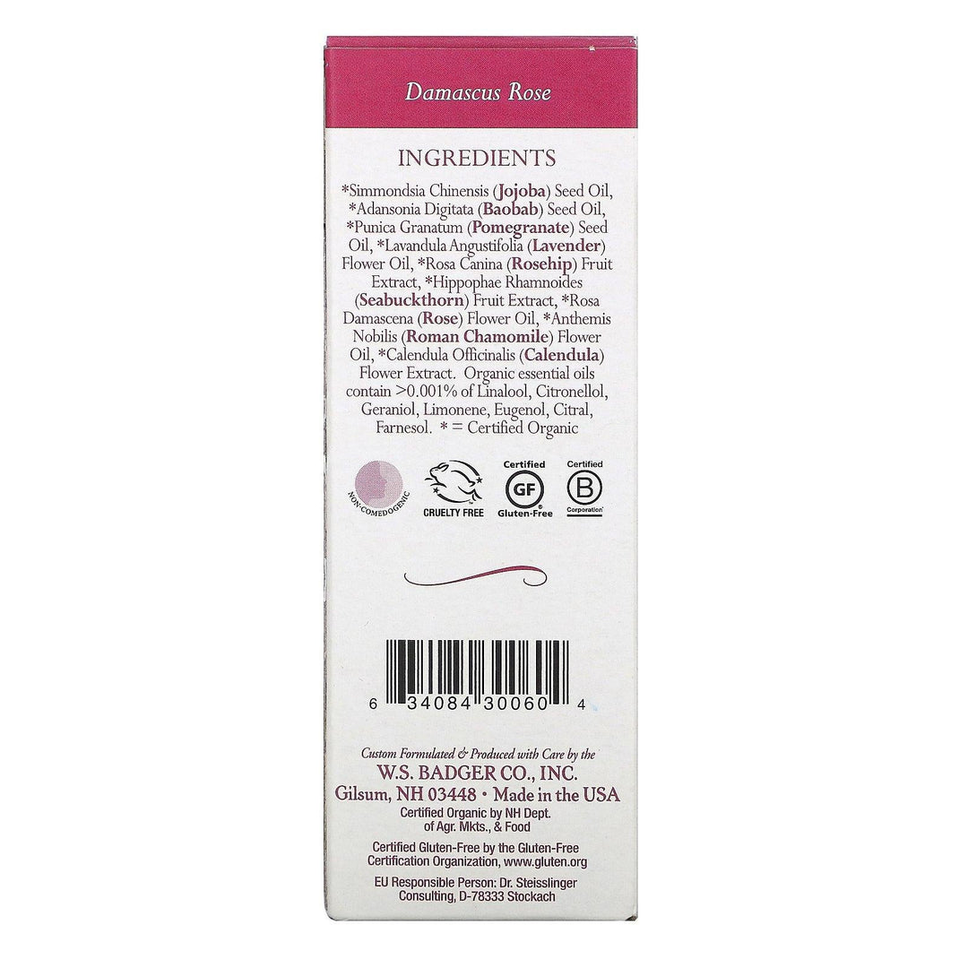 Badger Company, Face Care, Damascus Rose Face Oil, 1 fl oz (29.5 ml) - HealthCentralUSA