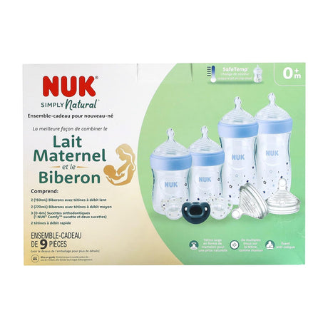 NUK, Simply Natural, Newborn Gift Set, 0+ Months, 9 Pieces - Supply Center USA