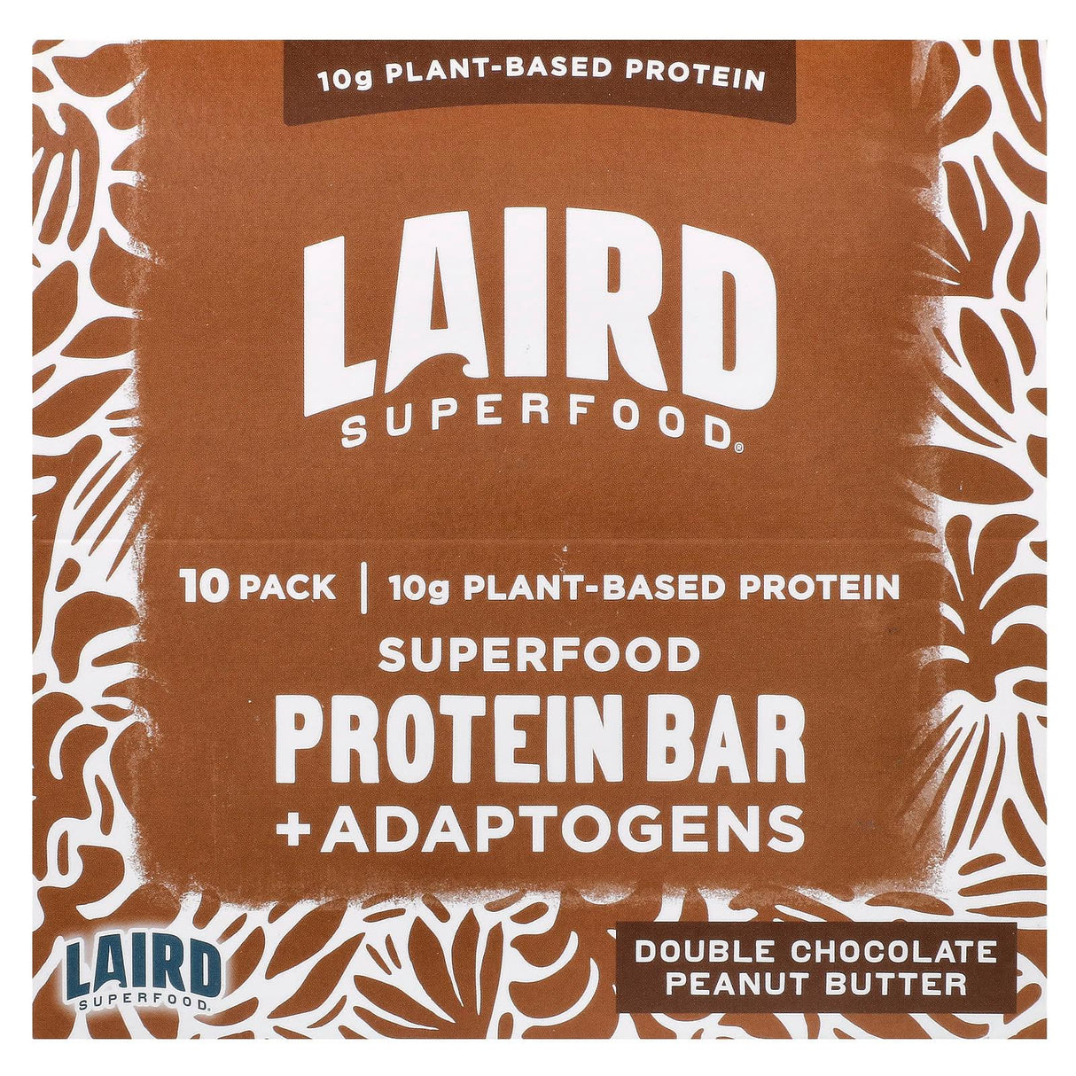 Laird Superfood, Superfood Protein Bar + Adaptogens, Double Chocolate Peanut Butter , 10 Bars, 1.6 oz (45 g) Each - Supply Center USA