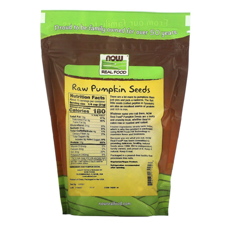 Now Foods, Real Food, Raw Pumpkin Seeds, Unsalted, 16 oz (454 g) - Supply Center USA