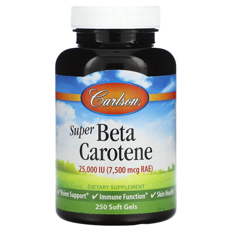 Carlson, Super Beta Carotene, 7,500 mcg RAE (25,000 IU), 100 Soft Gels - Supply Center USA