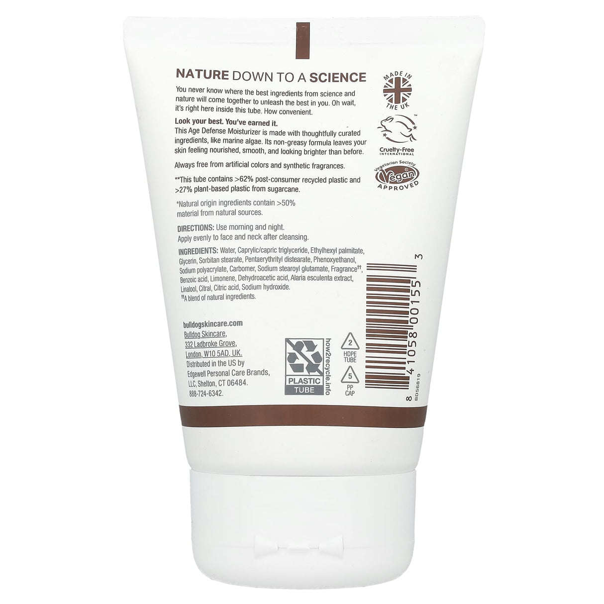 Bulldog Skincare For Men, Moisturizer, Age Defense, 3.3 fl oz (100 ml)