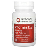 Protocol for Life Balance, Vitamin D3, High Potency, 2,000 IU, 120 Softgels - Supply Center USA