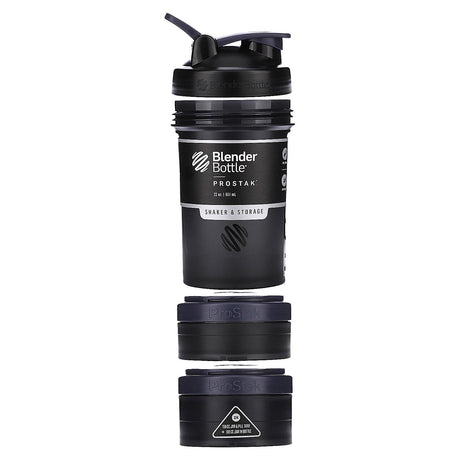 Blender Bottle, ProStak, Shaker & Storage, FC Black, 22 oz (651 ml) - Supply Center USA