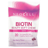 NeoCell, Biotin Beauty Soft Chews, Acai Berry , 10,000 mcg, 30 Soft Chews - Supply Center USA