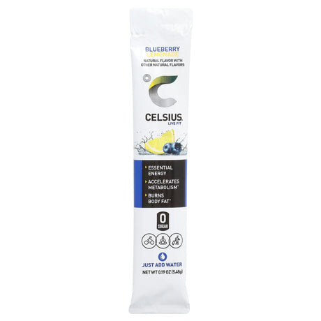 Celsius, Live Fit, Blueberry Lemonade, 14 On-The-Go Packets, 0.19 oz (5.48 g) Each - Supply Center USA