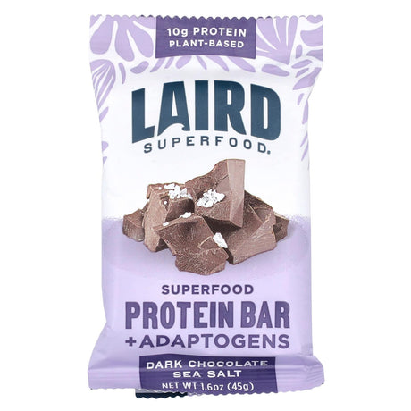 Laird Superfood, Superfood Protein Bar + Adaptogens, Dark Chocolate Sea Salt, 10 Bars, 1.6 oz (45 g) Each - Supply Center USA