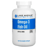 Lake Avenue Nutrition, Omega-3 Fish Oil, 1250 mg, 120 Fish Gelatin Softgels - Supply Center USA