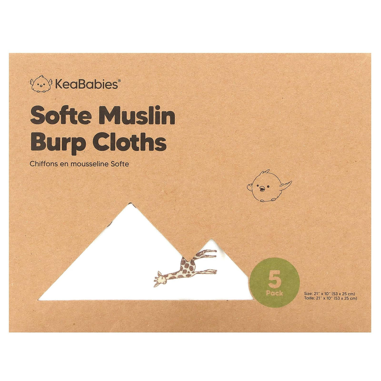 KeaBabies, Softe Muslin Burp Cloths, The Wild, 5 Pack - Supply Center USA