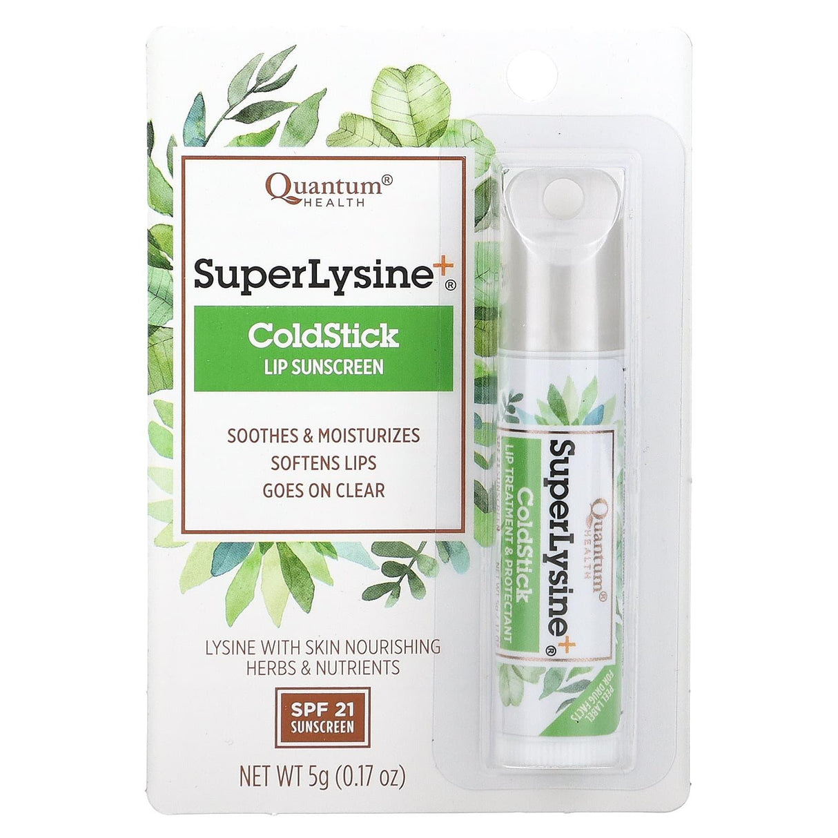 Quantum Health, Super Lysine+, ColdStick, Lip Sunscreen, SPF 21, 0.17 oz (5 g) - Supply Center USA