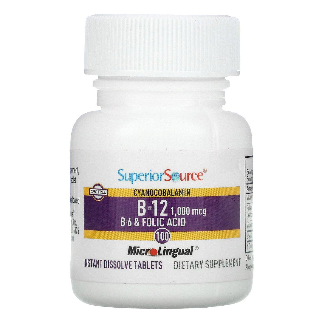 Superior Source, Cyanocobalamin B-12, 1,000 mcg, 100 MicroLingual Instant Dissolve Tablets - HealthCentralUSA