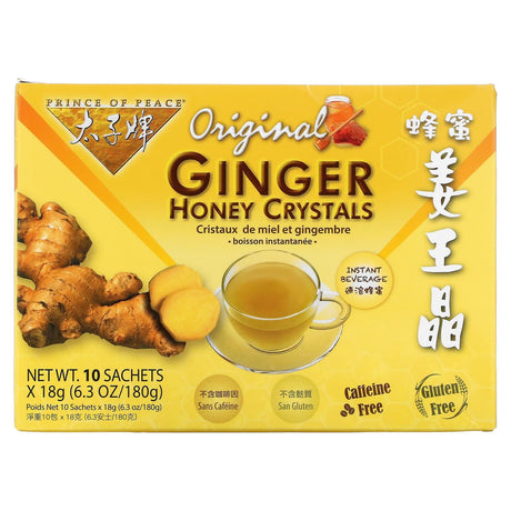 Prince of Peace, Ginger Honey Crystals, Original, Caffeine Free, 10 Sachets, 18 g Each - Supply Center USA