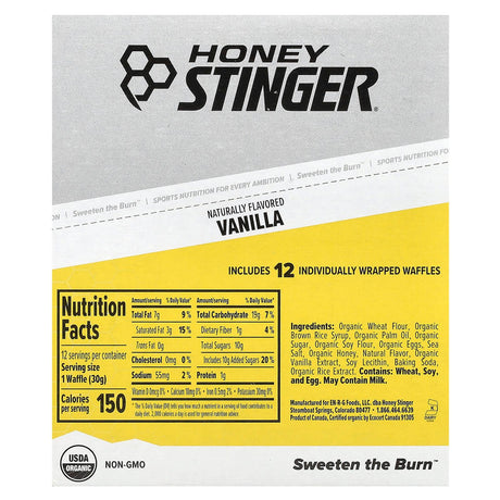 HoneyStinger, Energy Waffle, Vanilla, 12 Waffles, 1.06 oz (30 g) Each - Supply Center USA