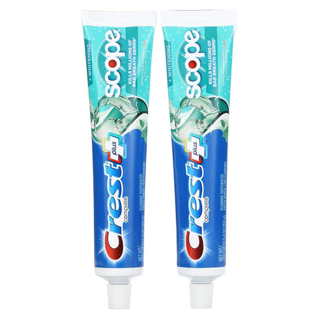 Crest, Complete Plus Scope, Whitening Toothpaste, Minty Fresh Striped, 2 Pack, 5.4 oz (153 g) Each - Supply Center USA