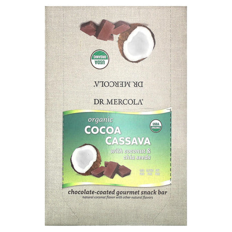 Dr. Mercola, Organic Cocoa Cassava with Coconut & Chia Seeds, 12 Bars, 1.55 oz (44 g) Each - Supply Center USA