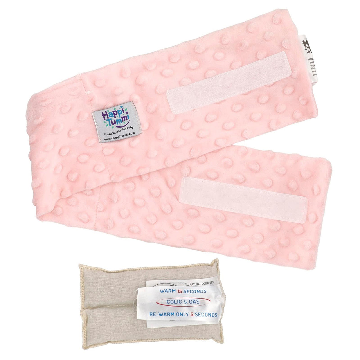 Happi Tummi, Fast Relief Colic & Gas, Natural Wrap, Infants to 36 Months, Pink, 1 Wrap & 1 Herbal Pouch - Supply Center USA