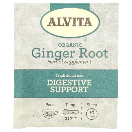 Alvita Teas, Organic Botanical Tea, Ginger Root, Caffeine Free, 16 Individually Wrapped Tea Bags, 1.13 oz (32 g) - Supply Center USA