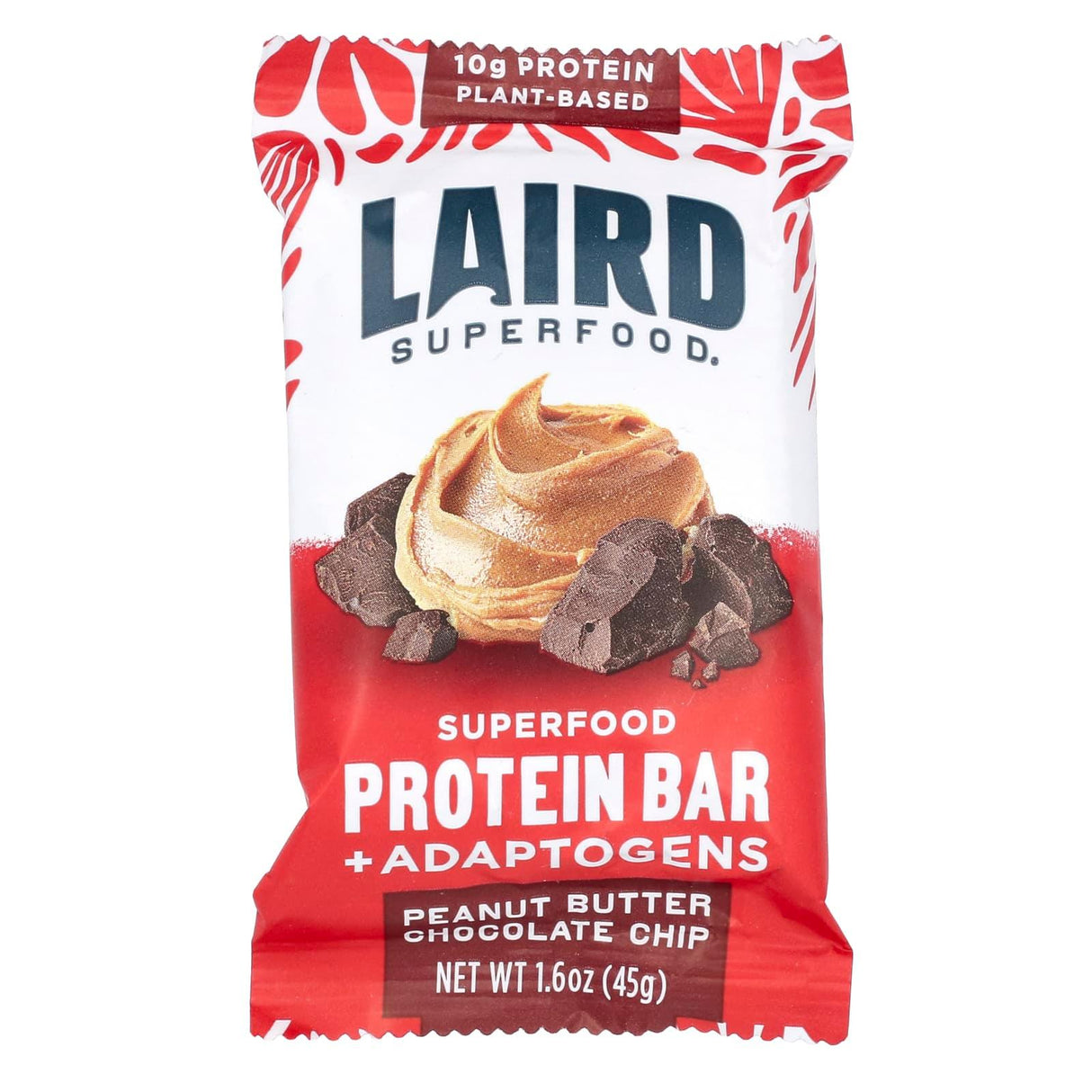 Laird Superfood, Protein Bar + Adaptogens, Peanut Butter Chocolate Chip, 10 Bars, 1.6 oz (45 g) Each - Supply Center USA