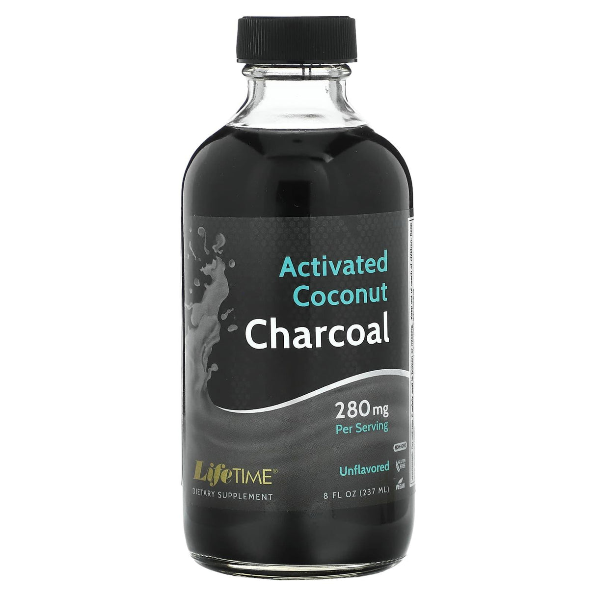 LifeTime Vitamins, Activated Coconut Charcoal, Unflavored, 280 mg, 8 fl oz (237 ml) - Supply Center USA