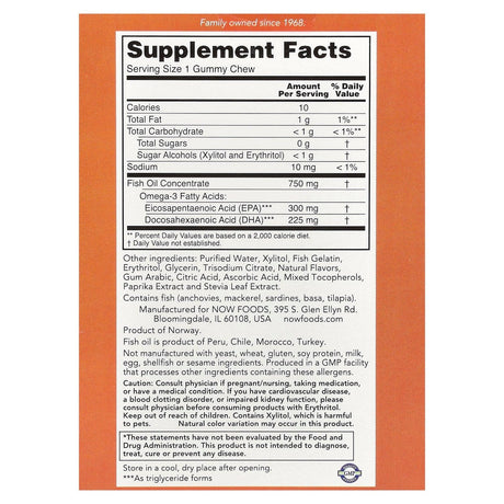 NOW Foods, Omega-3 Fish Oil Gummy Chews, Passion Fruit , 36 Gummy Chews - Supply Center USA