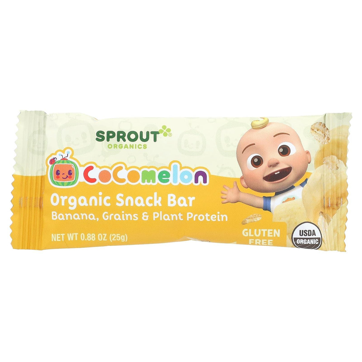 Sprout Organics, Cocomelon, Organic Snack Bar, 2 Years and Up, Banana, Grains & Plant Protein , 5 Bars, 0.88 oz (25 g) Each - Supply Center USA