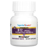 Superior Source, Cyanocobalamin & B-12 & B-6 & Folic Acid, 1,000 mcg & 2 mg & 400 mcg, 60 MicroLingual Instant Dissolve Tablets - Supply Center USA