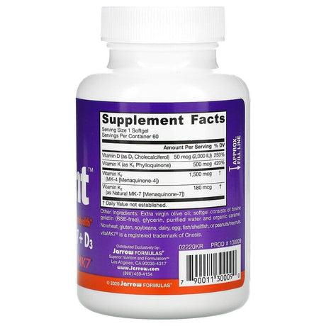 Jarrow Formulas, K-Right, 60 Softgels - Supply Center USA