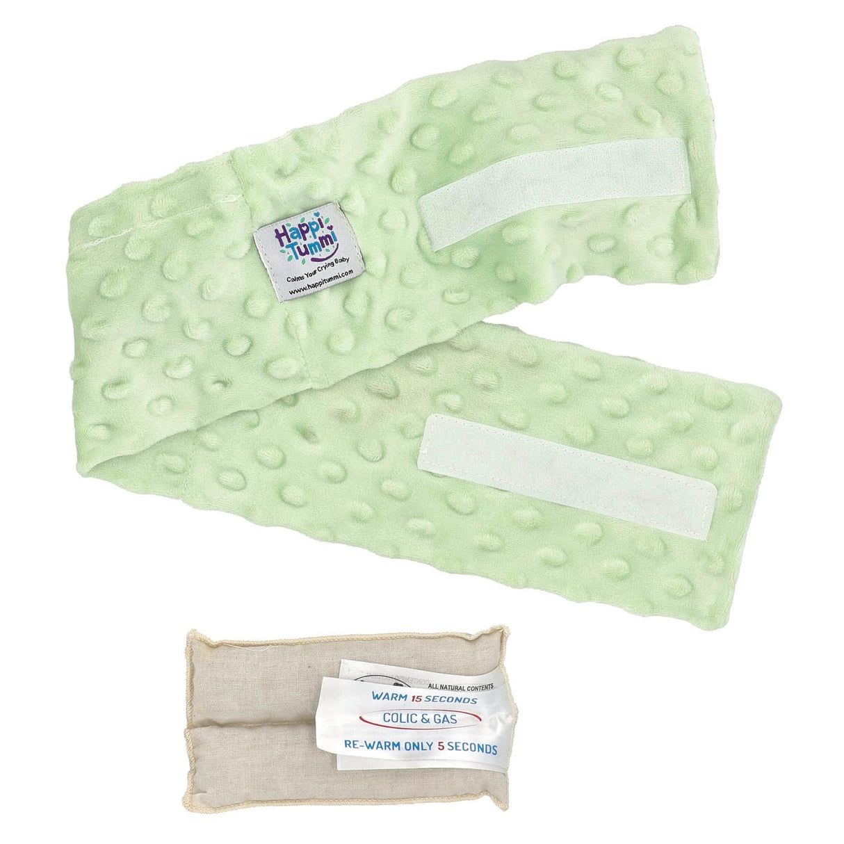 Happi Tummi, Fast Relief Colic & Gas, Natural Wrap, Infants to 36 Months, Green, 1 Wrap & 1 Herbal Pouch - Supply Center USA