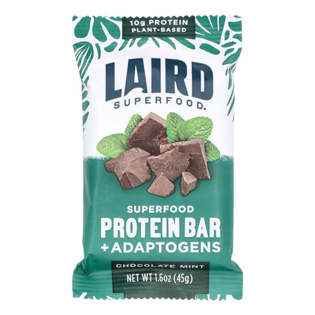 Laird Superfood, Protein Bar + Adaptogens, Chocolate Mint, 10 Bars, 1.6 oz (45 g) Each - Supply Center USA