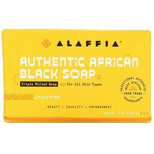 Alaffia, Authentic African Black Soap Triple Milled Soap, Unscented, 5 oz (140 g) - Supply Center USA