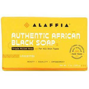 Alaffia, Authentic African Black Soap Triple Milled Soap, Unscented, 5 oz (140 g) - HealthCentralUSA