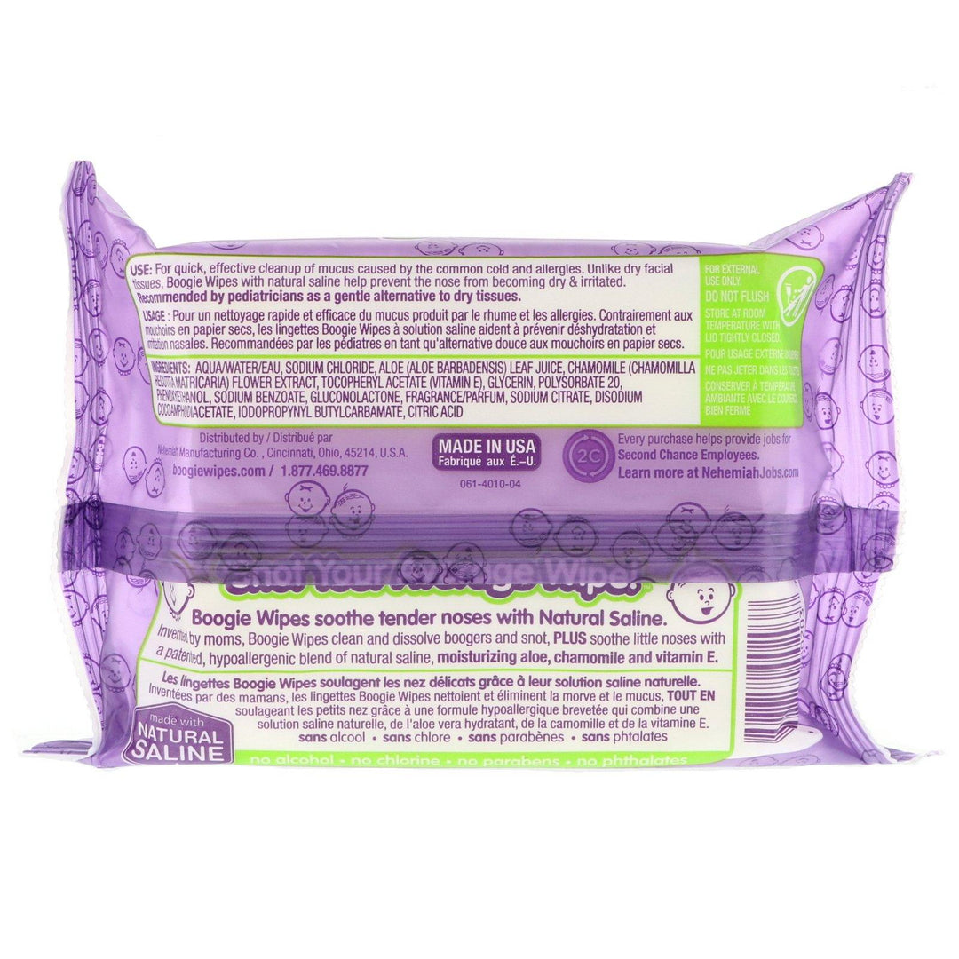 Boogie Wipes, Natural Saline Wipes for Stuffy Noses, Great Grape Scent, 30 Wipes - HealthCentralUSA