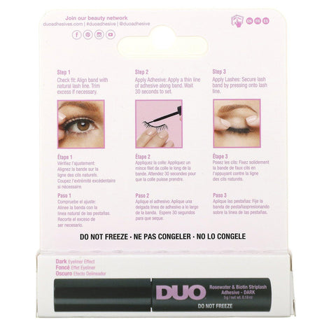 DUO, Rosewater & Biotin Striplash Adhesive, Dark, 0.18 oz (5 g) - Supply Center USA